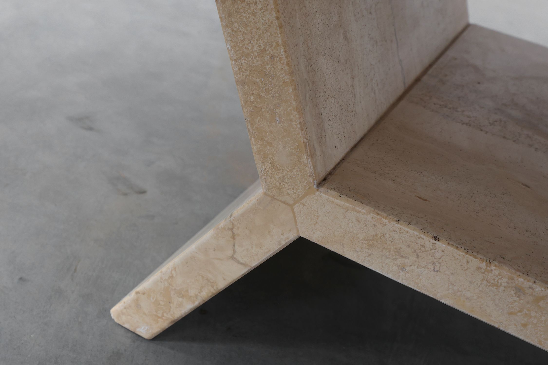 Sculptural geometric rectangular travertine coffee table, Italy 1960sthumbnail